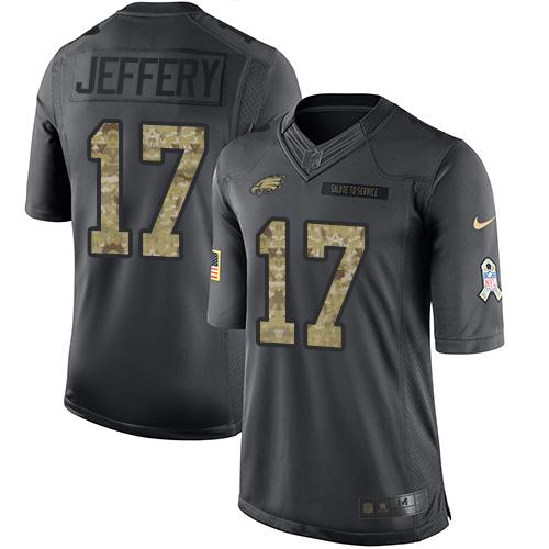 Nike Eagles #17 Alshon Jeffery Black Youth Stitched NFL Limited 2016 Salute to Service Jersey - Click Image to Close